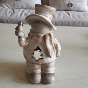 Adorable Snowman Xmas Tree Tealight Candle Holder